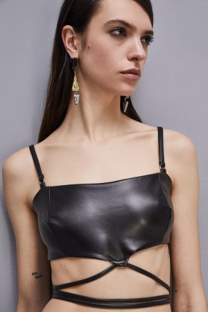 Patrizia Pepe Bandeau Bra With Straps Zwart | 7216EUSQB