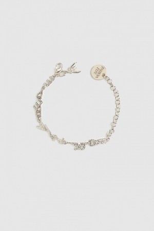 Patrizia Pepe Brass Bracelet With Rhinestones Zilver | 2519DHSWI