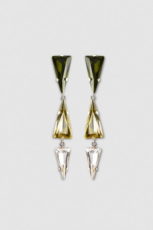 Patrizia Pepe Brass Earrings With Rhinestones Groen | 6935LMDBJ