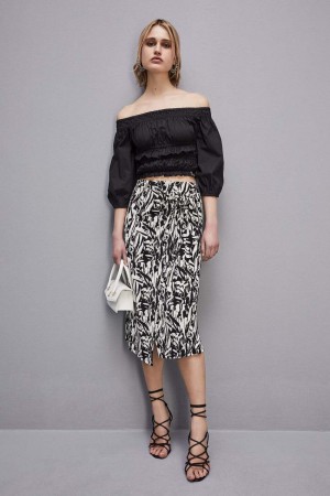 Patrizia Pepe Cotton Off-shoulder Top Zwart | 9328YQMTL