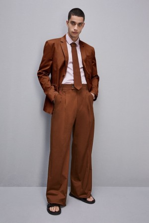 Patrizia Pepe Cotton Twill Pleated Pants Bruin | 9016GWCNU