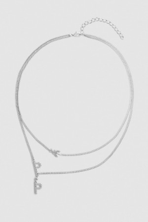Patrizia Pepe Double Chain Brass Necklace Zilver | 1067CQJUN