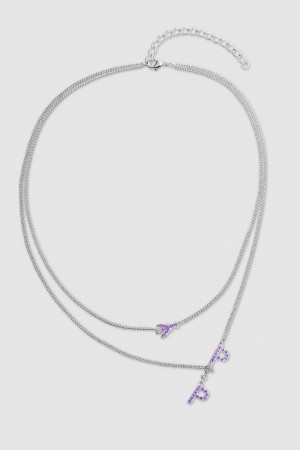 Patrizia Pepe Double Chain Brass Necklace Roze | 7251FGXLZ