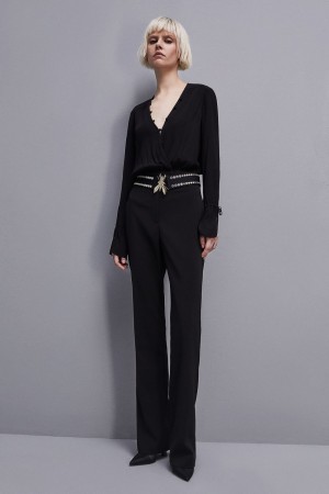 Patrizia Pepe Essential Crepe Jumpsuit Zwart | 1840NXHBT