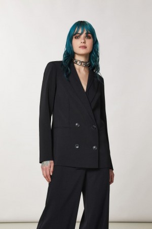 Patrizia Pepe Essential Double-breasted Jacket Zwart | 4178SOYWA