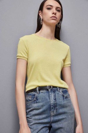 Patrizia Pepe Essential Short-sleeved Sweater Geel | 1830IUNBF