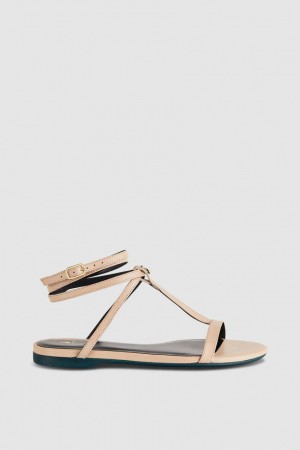 Patrizia Pepe Flat Sandals With Ankle Strap Beige | 4015FTKLP