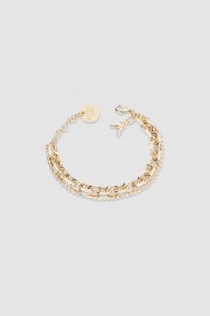 Patrizia Pepe Fly Diamond Brass Chain Bracelet Goud | 2608BGIFU