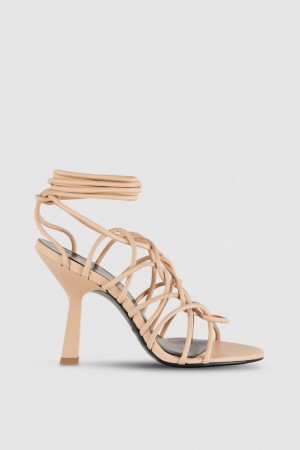 Patrizia Pepe Heeled Ankle Sandals Beige | 9371NZDUO