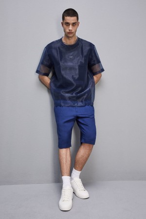 Patrizia Pepe Linen And Viscose Blend Knee-length Shorts Lichtblauw | 2890VRDLB