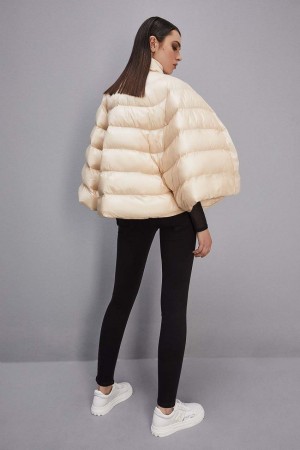 Patrizia Pepe Mix Fabric Padded Cape Beige | 6538WNCJG