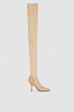 Patrizia Pepe Overknee Boots In Tulle Beige | 1863MYAWZ