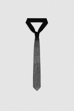 Patrizia Pepe Rhinestone Tie Zwart | 0325OMCYZ