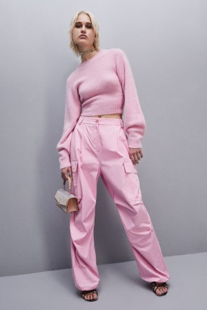 Patrizia Pepe Rib Knit Sweater With Round Neckline Roze | 9704AYTSM