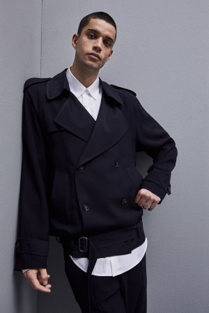 Patrizia Pepe Short Trench-effect Jacket In Viscose Twill Blauw | 9671RTPLY