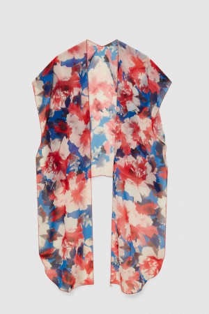 Patrizia Pepe Stole With Floral Print And Fly Detail Gekleurd | 8453ZOYHV