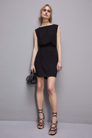 Patrizia Pepe Stretch Jersey Boat-neck Dress Zwart | 0571LWYNE