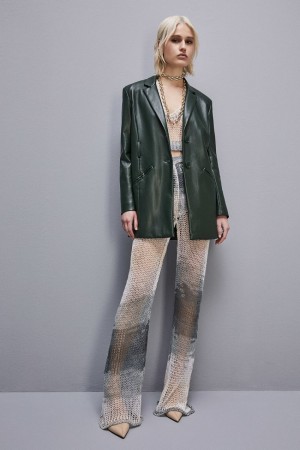 Patrizia Pepe Two-button Jacket In Coated Fabric Groen | 5298ZQXSM